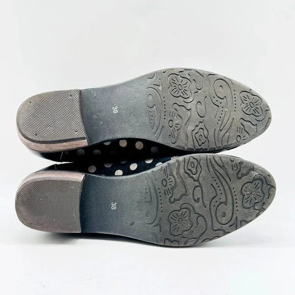 L'Artiste Shoes Womens 38 US 7.5 8 Black Gold Polka Dot Loafers Tassel Heels - Picture 10 of 13